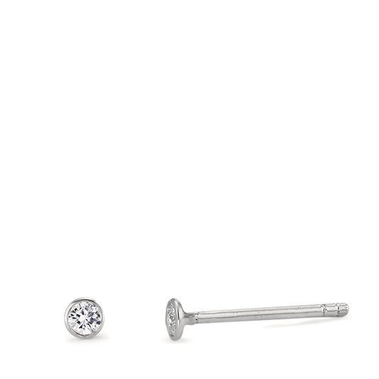 Clous d'oreilles Or blanc 18K Diamant 0.06 ct, 2 Pierres, w-si Ø2.5 mm