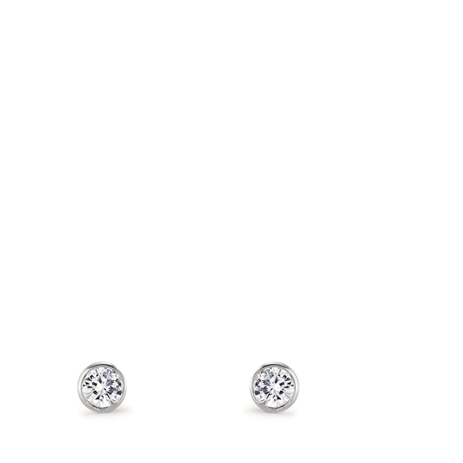 Clous d'oreilles Or blanc 18K Diamant 0.06 ct, 2 Pierres, w-si Ø2.5 mm