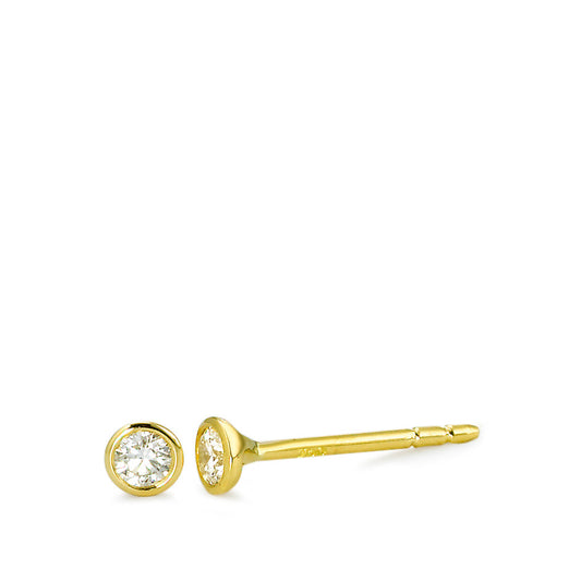 Clous d'oreilles Or jaune 18K Diamant 0.10 ct, 2 Pierres, w-si Ø3 mm