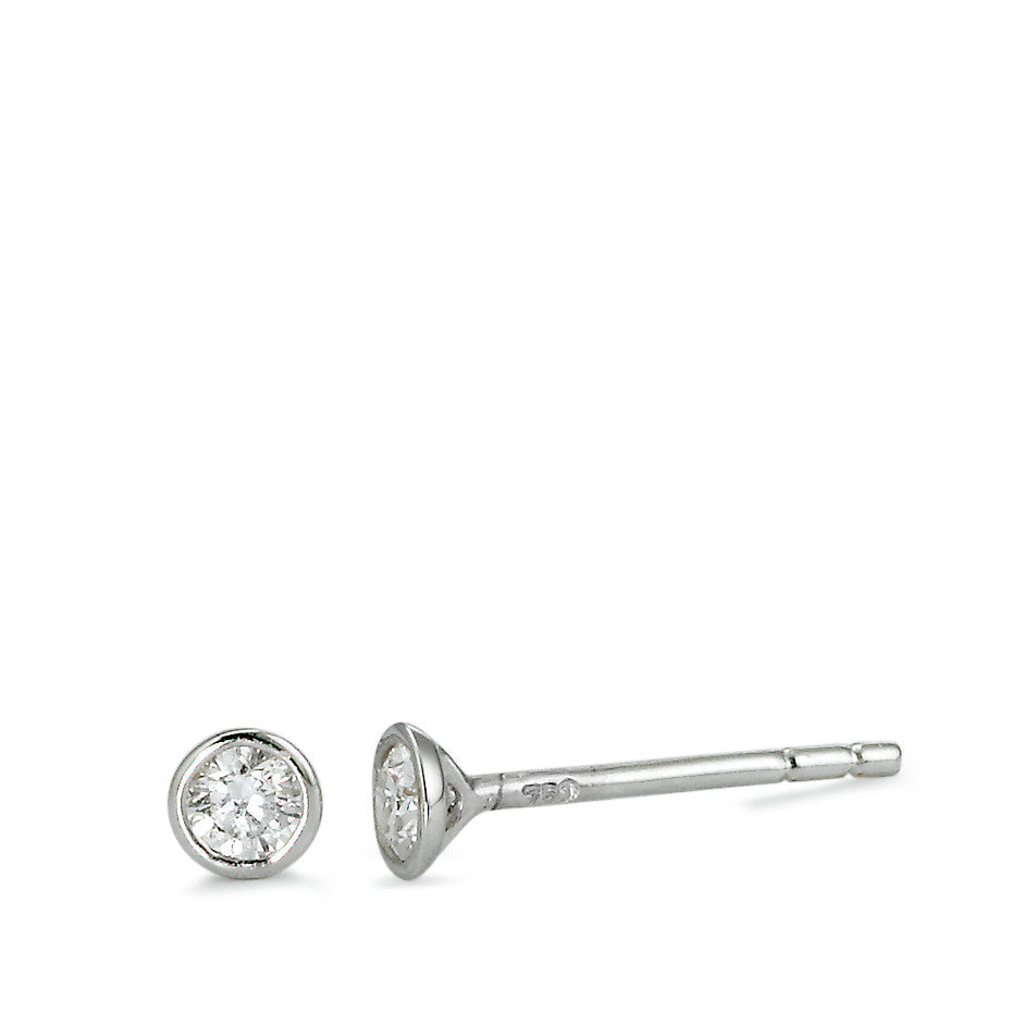 Orecchini a bottone Oro bianco 750/18 carati Diamante 0.15 ct, 2 pietra, w-si Ø3.5 mm