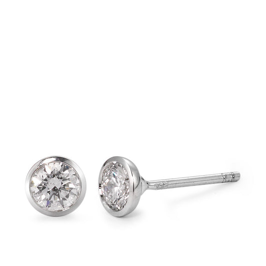 Clous d'oreilles Or blanc 18K Diamant 0.50 ct, 2 Pierres, w-si Ø5 mm