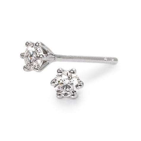 Clous d'oreilles Or blanc 18K Diamant 0.10 ct, 2 Pierres, w-si Ø2.8 mm