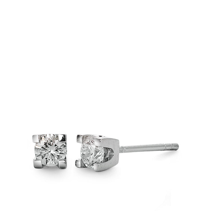 Orecchini a bottone Oro bianco 750/18 carati Diamante 0.20 ct, 2 pietra, w-si Ø3 mm