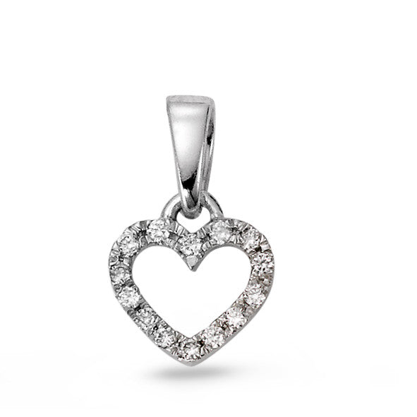 Ciondolo Oro bianco 750/18 carati Diamante 0.08 ct, 14 pietra, w-si Cuore