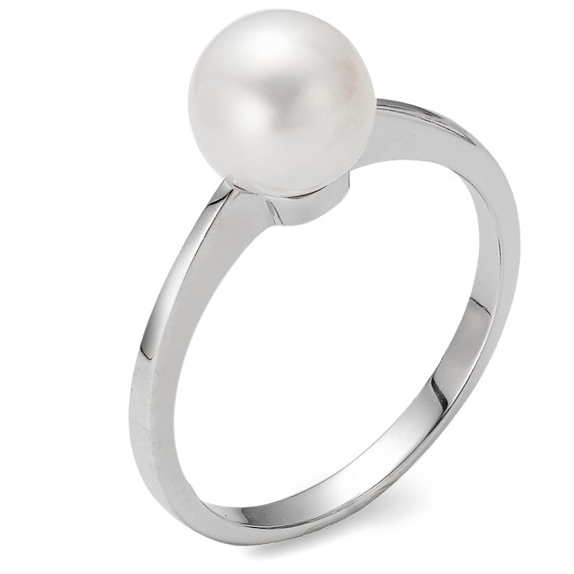 Bague Or blanc 18K perle d'eau douce