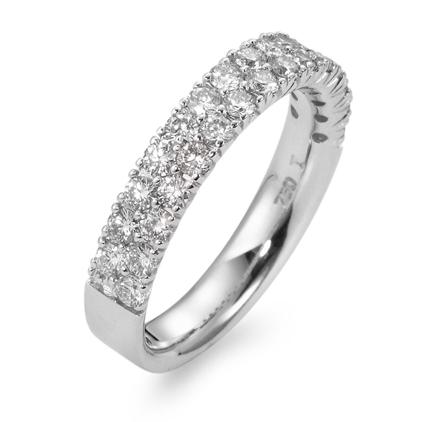 Fingerring 750/18 K Weissgold Diamant 0.84 ct, 29 Steine, w-si