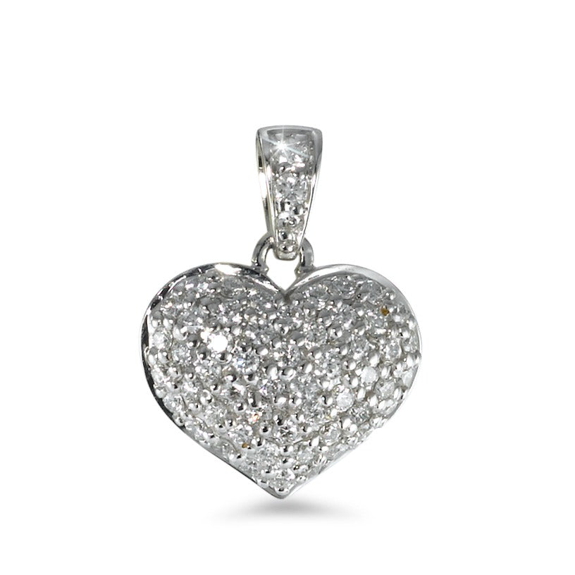 Ciondolo Oro bianco 750/18 carati Diamante 0.42 ct, 54 pietra, w-si Cuore