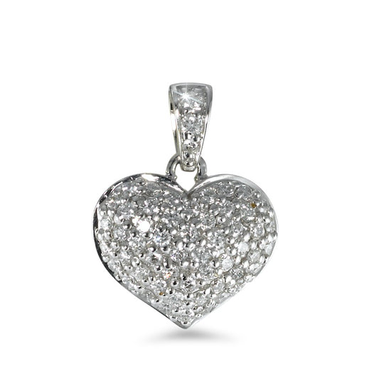 Pendentif Or blanc 18K Diamant 0.42 ct, 54 Pierres, w-si Coeur