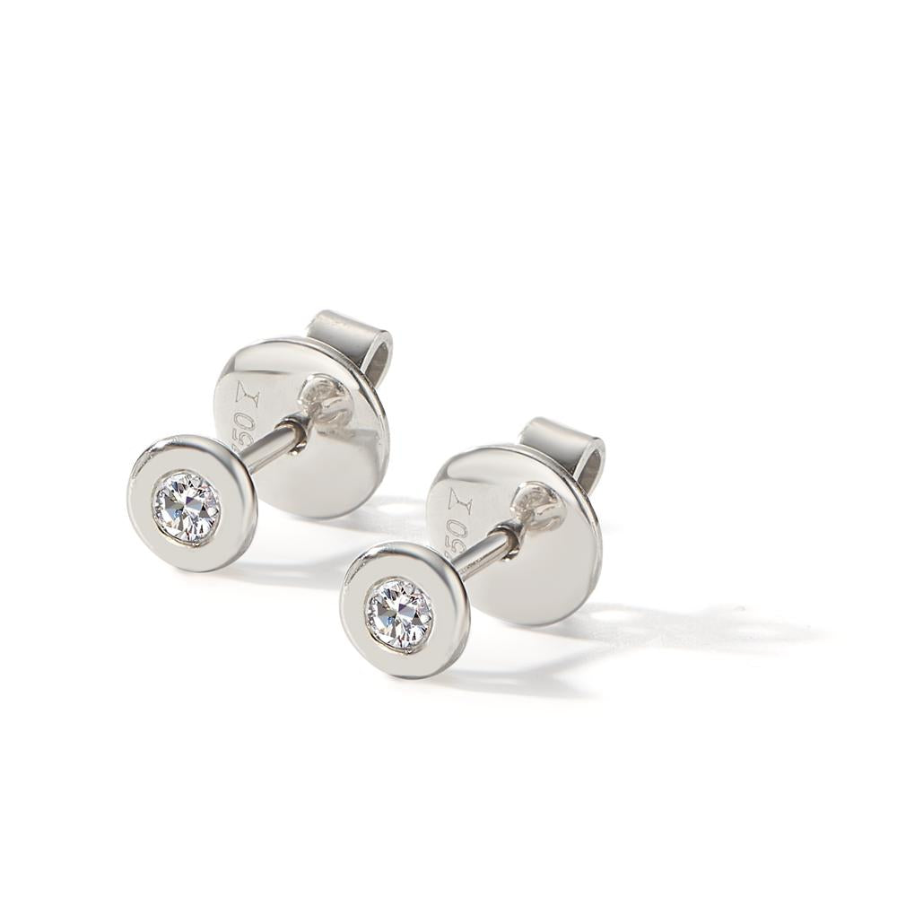 Clous d'oreilles Or blanc 18K Diamant 0.08 ct, 2 Pierres, w-si Ø4.5 mm