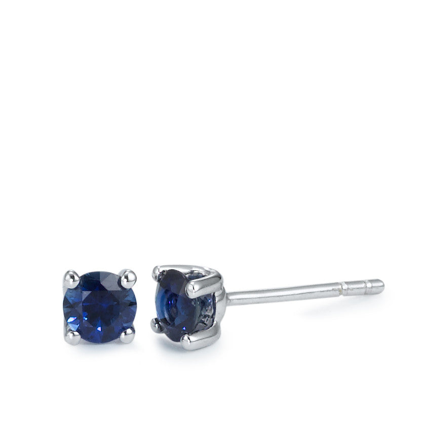 Clous d'oreilles Or blanc 18K Saphir 0.67 ct, 2 Pierres Ø4 mm