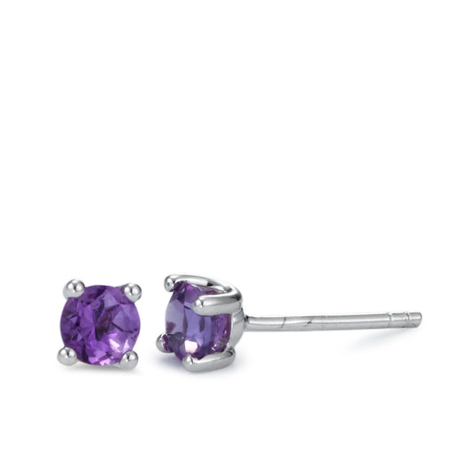 Ohrstecker 750/18 K Weissgold Amethyst 0.52 ct, 2 Steine Ø4 mm