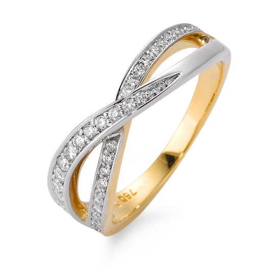 Bague Or jaune 18K, Or blanc 18K Diamant 0.25 ct, 38 Pierres, w-si