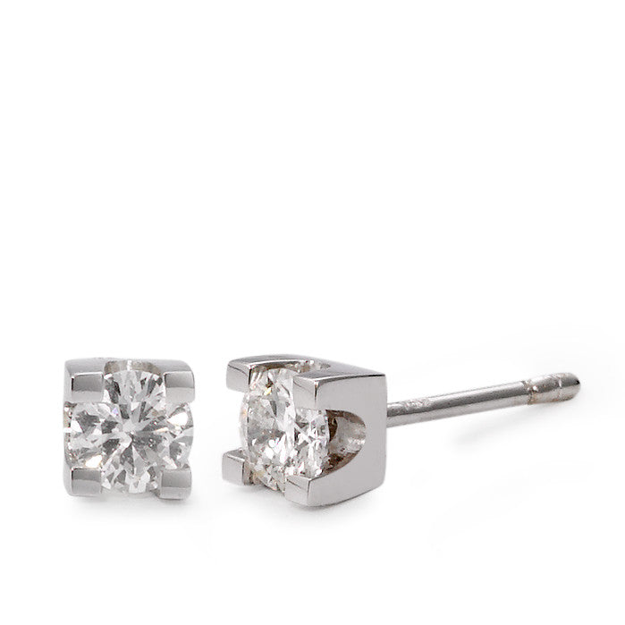 Clous d'oreilles Or blanc 18K Diamant 0.50 ct, 2 Pierres, w-si Ø4 mm