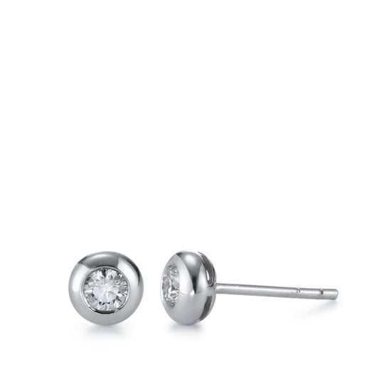 Clous d'oreilles Or blanc 18K Diamant 0.25 ct, 2 Pierres, w-si Ø5.5 mm