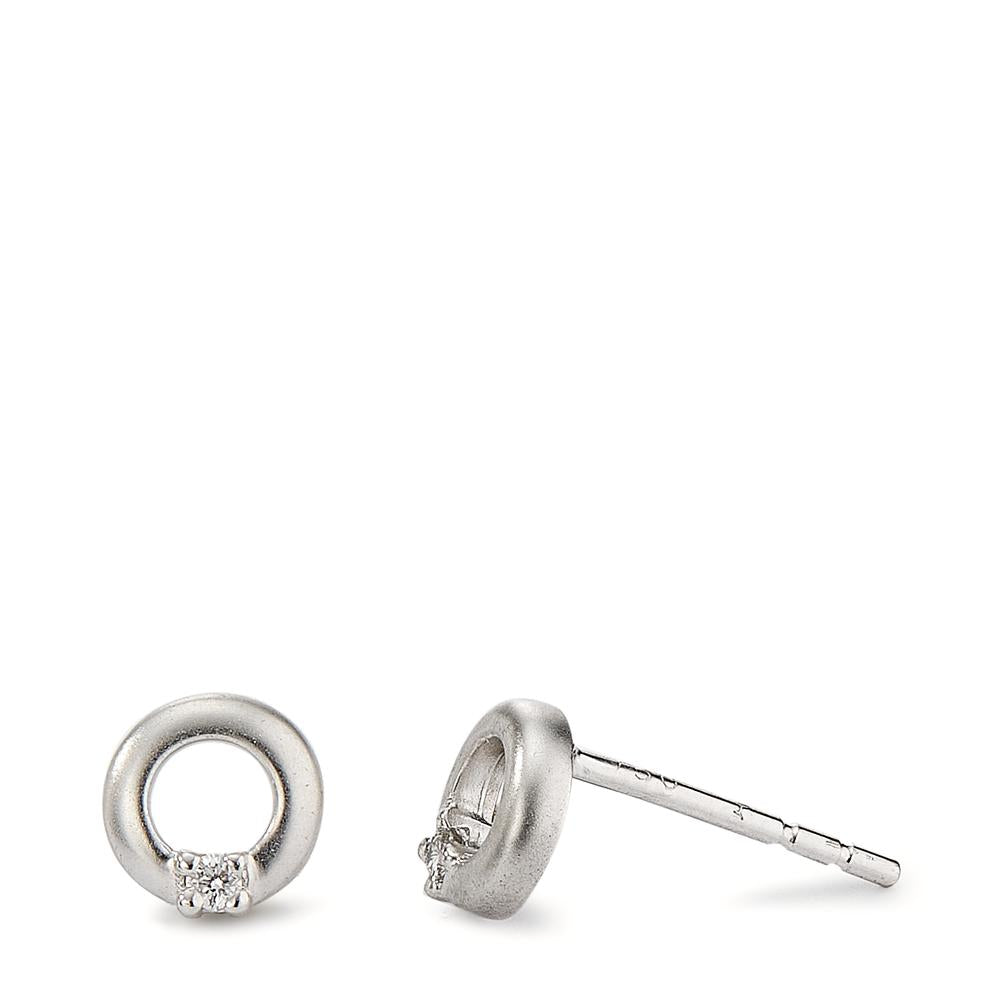 Clous d'oreilles Or blanc 18K Diamant 0.025 ct, 2 Pierres, w-si Ø5.5 mm