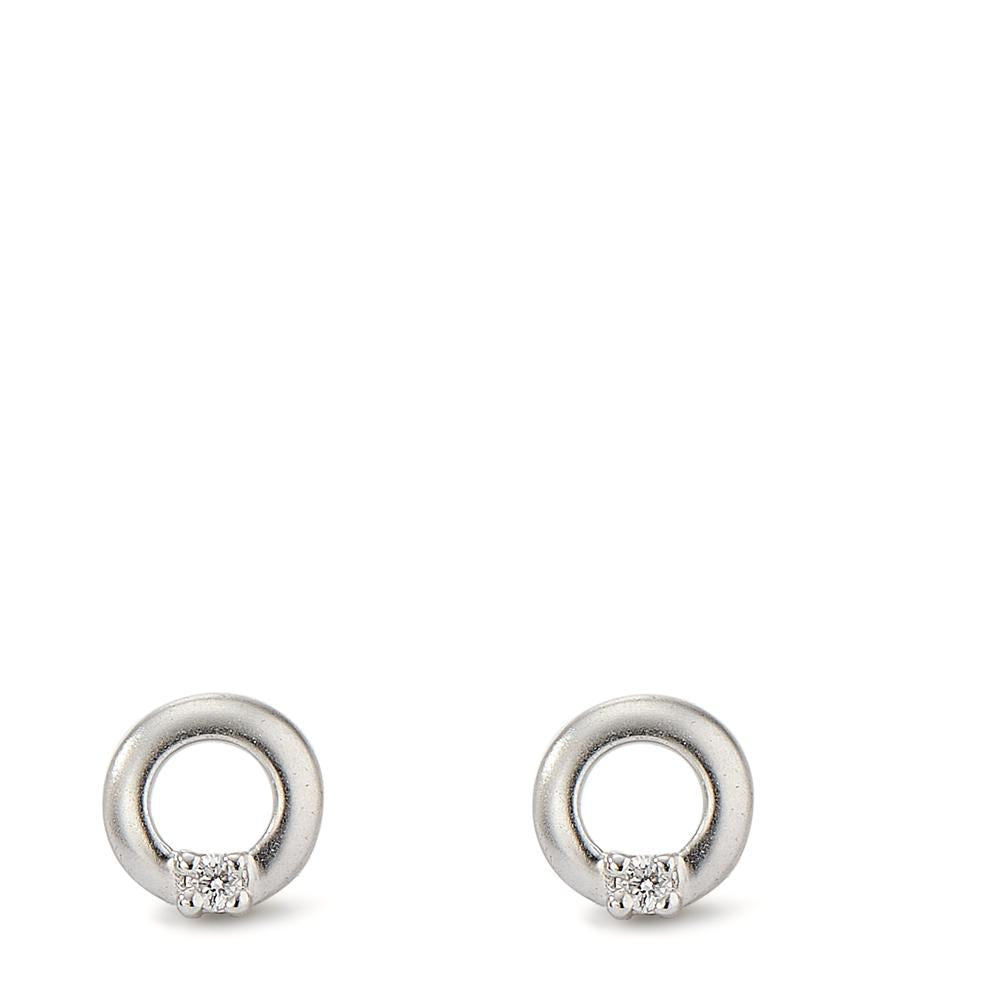 Clous d'oreilles Or blanc 18K Diamant 0.025 ct, 2 Pierres, w-si Ø5.5 mm