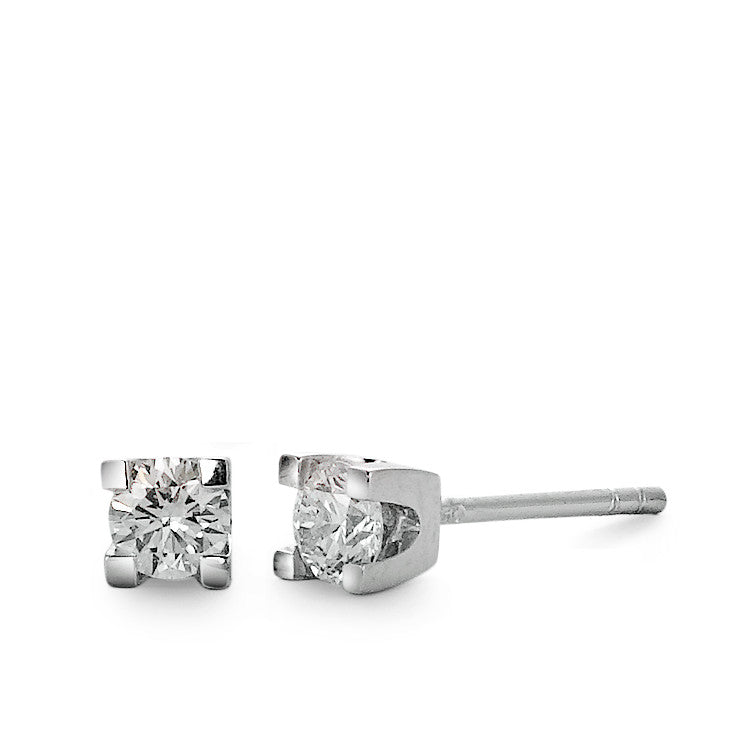 Clous d'oreilles Or blanc 18K Diamant 0.30 ct, 2 Pierres, w-si Ø3.5 mm