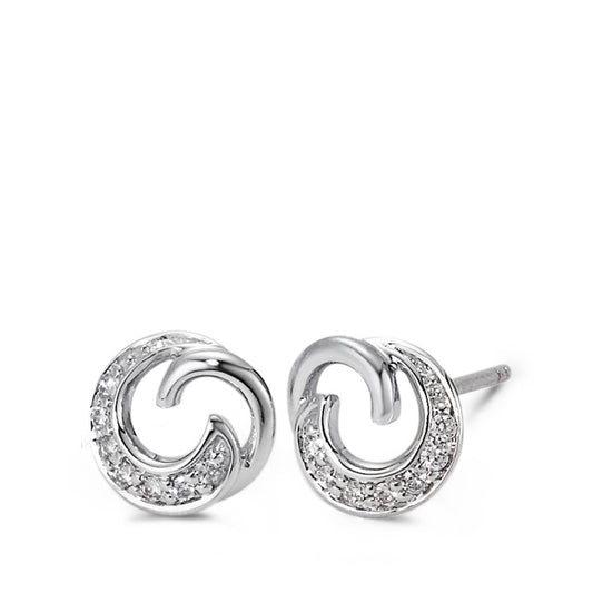 Clous d'oreilles Or blanc 18K Diamant 0.105 ct, 14 Pierres, w-si Ø8.5 mm