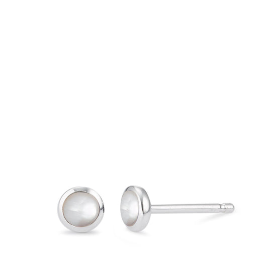 Clous d'oreilles Argent nacre Ø4.5 mm