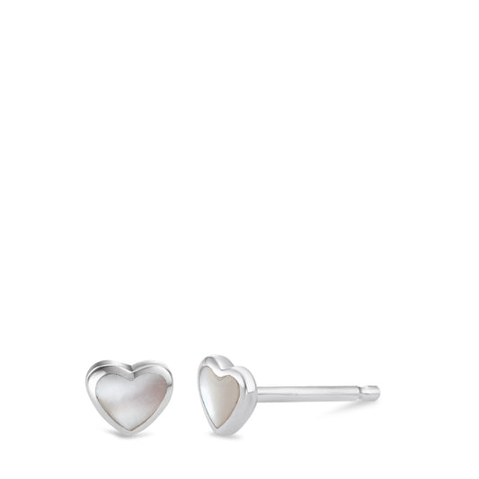 Clous d'oreilles Argent nacre Coeur