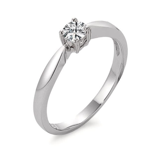 Solitär Ring 750/18 K Weissgold Diamant 0.10 ct, w-si