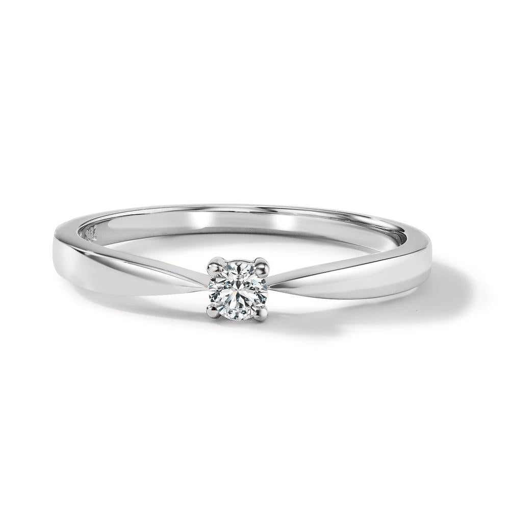 Solitär Ring 750/18 K Weissgold Diamant 0.10 ct, w-si