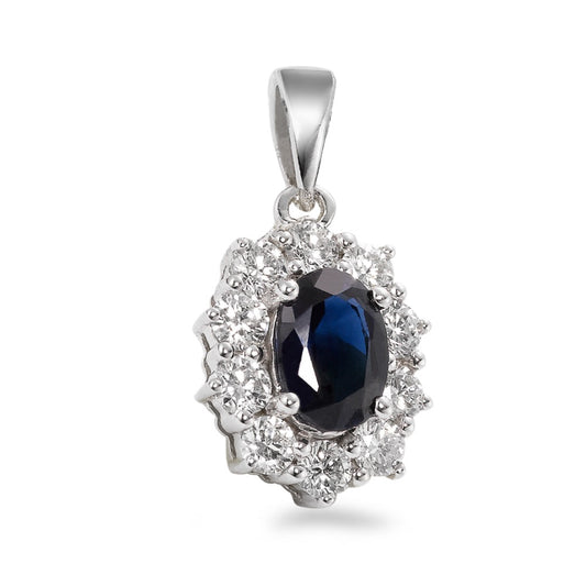 Pendentif Or blanc 18K Saphir bleu, 0.556 ct, 11 Pierres, w-si