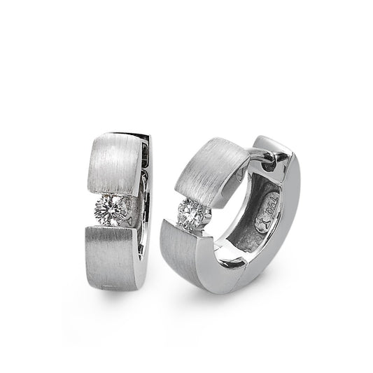 Orecchini circolari Oro bianco 750/18 carati Diamante 0.13 ct, 2 pietra, w-si