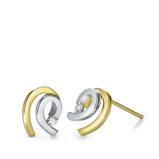 Clous d'oreilles Or jaune 18K, Or blanc 18K Diamant 0.06 ct, 2 Pierres, w-si