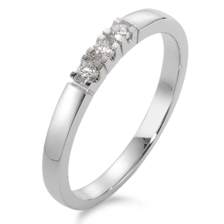 Memory Ring 750/18 K Weissgold Diamant 0.09 ct, 3 Steine, w-si