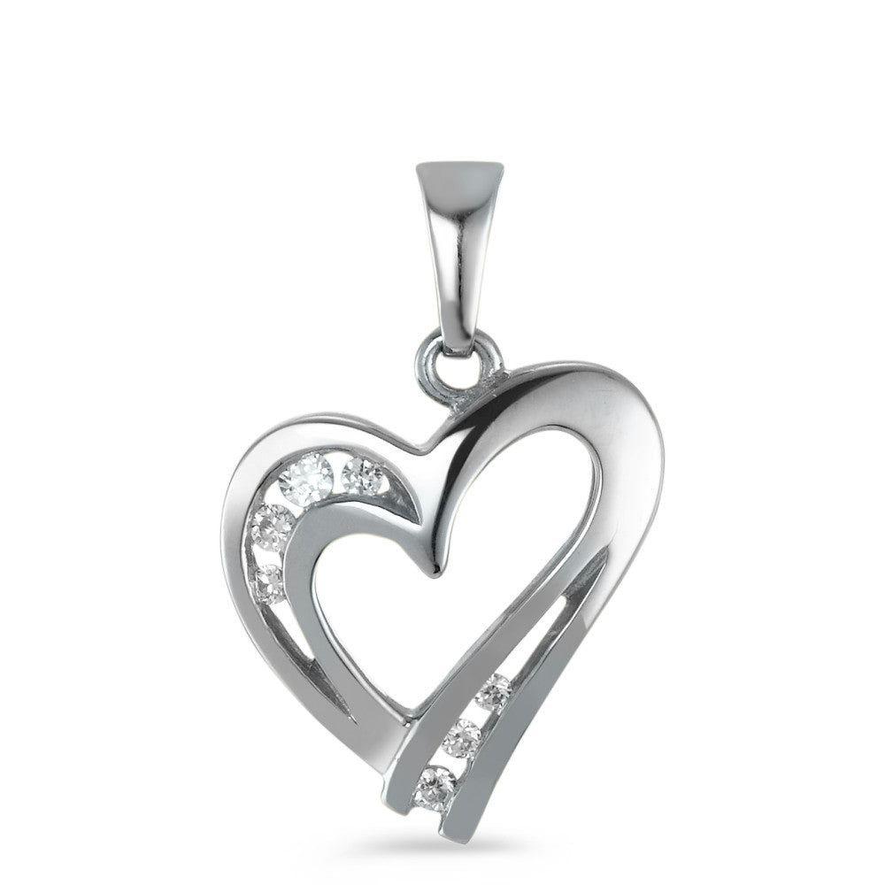 Pendentif Or blanc 18K Zircone 7 Pierres Coeur