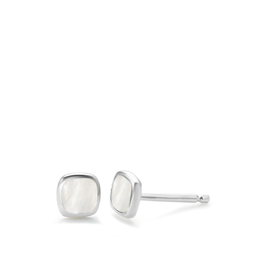 Clous d'oreilles Argent nacre Ø5 mm