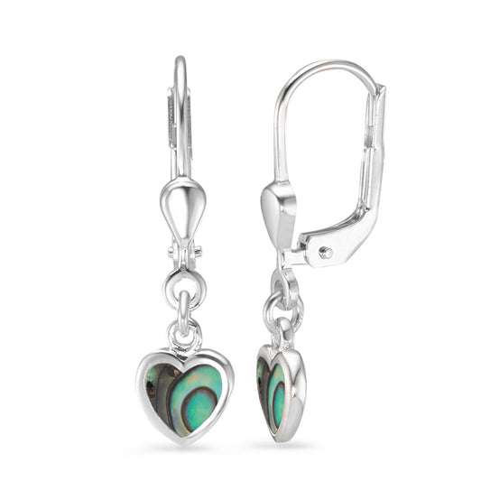 Pendant d'oreilles Argent Abalone Coeur Ø6 mm