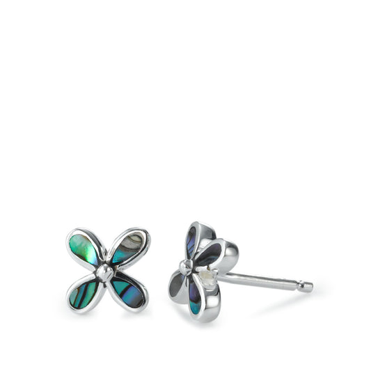 Clous d'oreilles Argent Abalone Fleur Ø8 mm