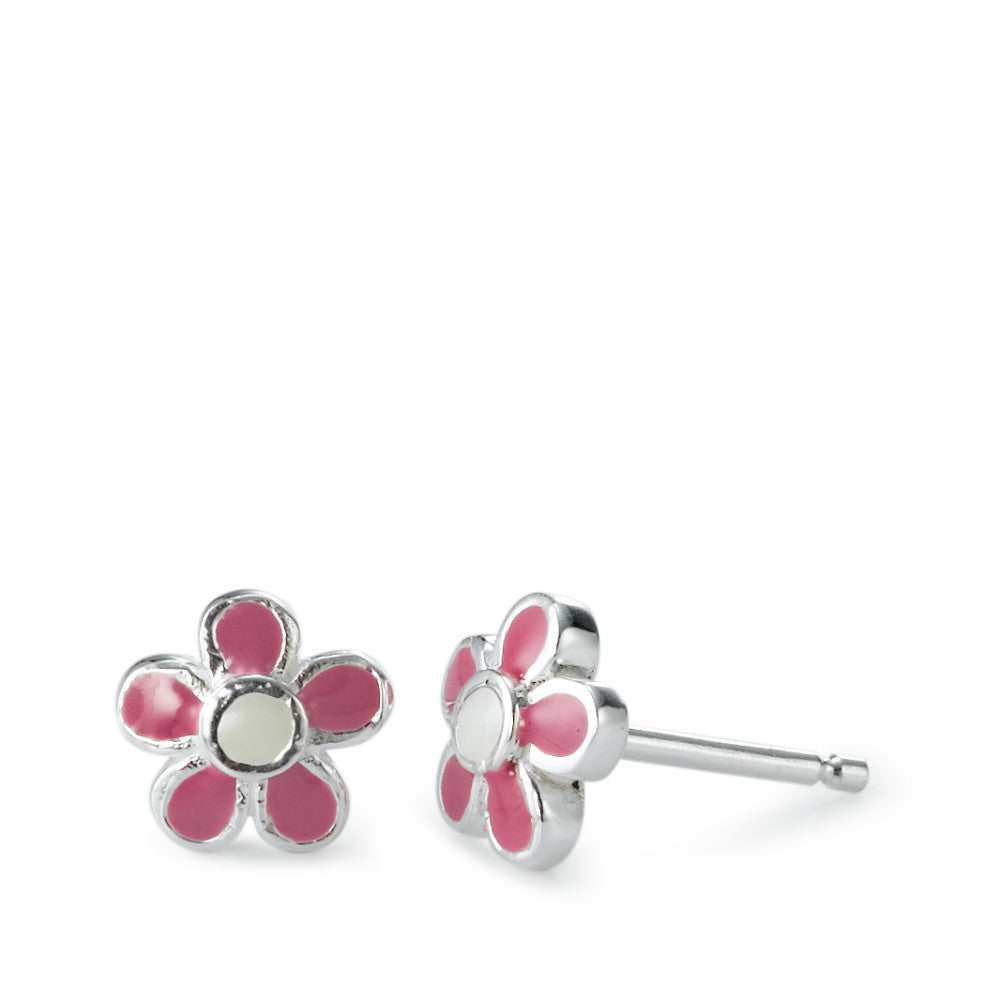 Clous d'oreilles Argent Rhodié Fleur Ø8 mm