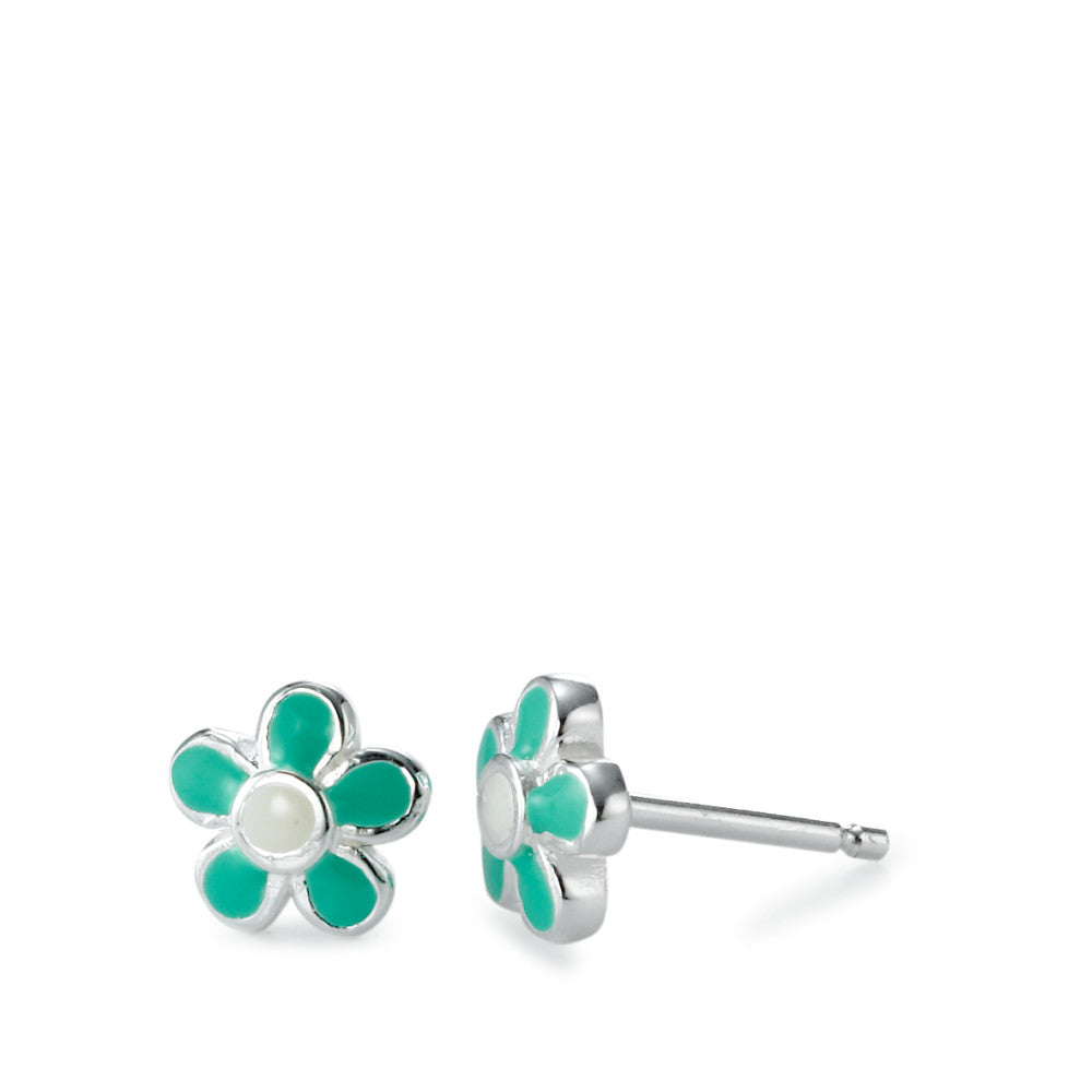 Clous d'oreilles Argent Rhodié Fleur Ø8 mm