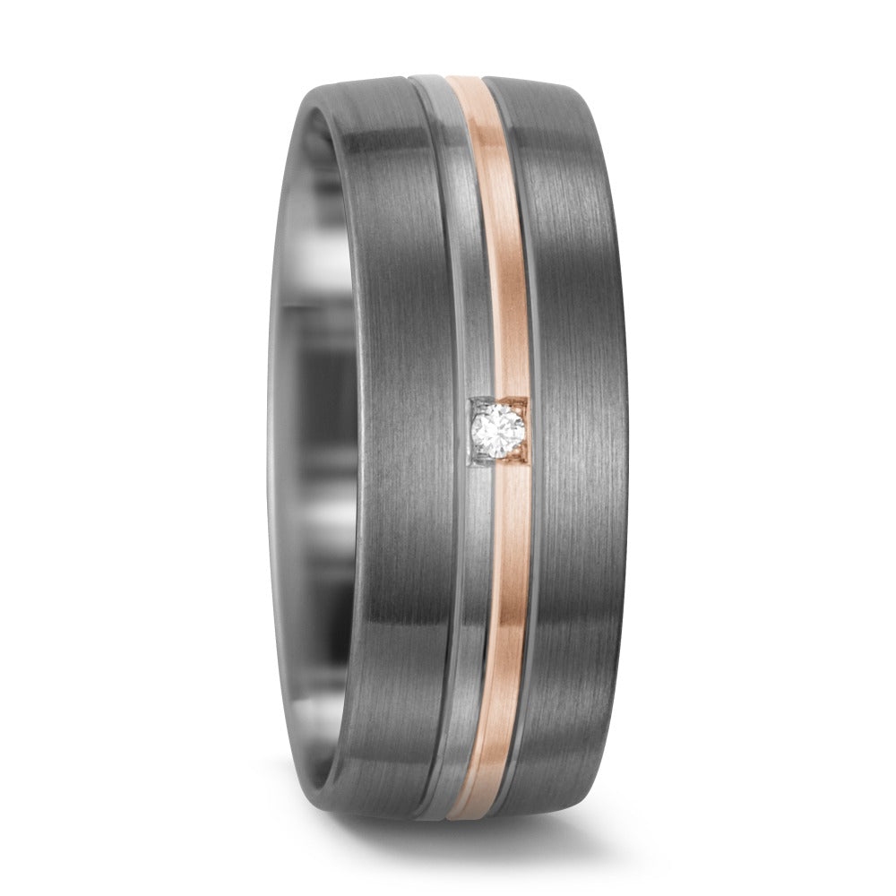 Partnerring 500 Palladium, 585/14 K Weissgold, 585/14 K Rosegold Diamant weiss, 0.015 ct, w-si