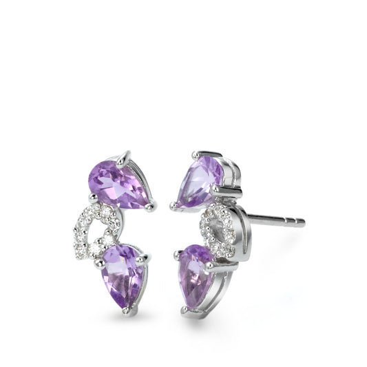 Ohrstecker Silber Amethyst Zirkonia 14 mm