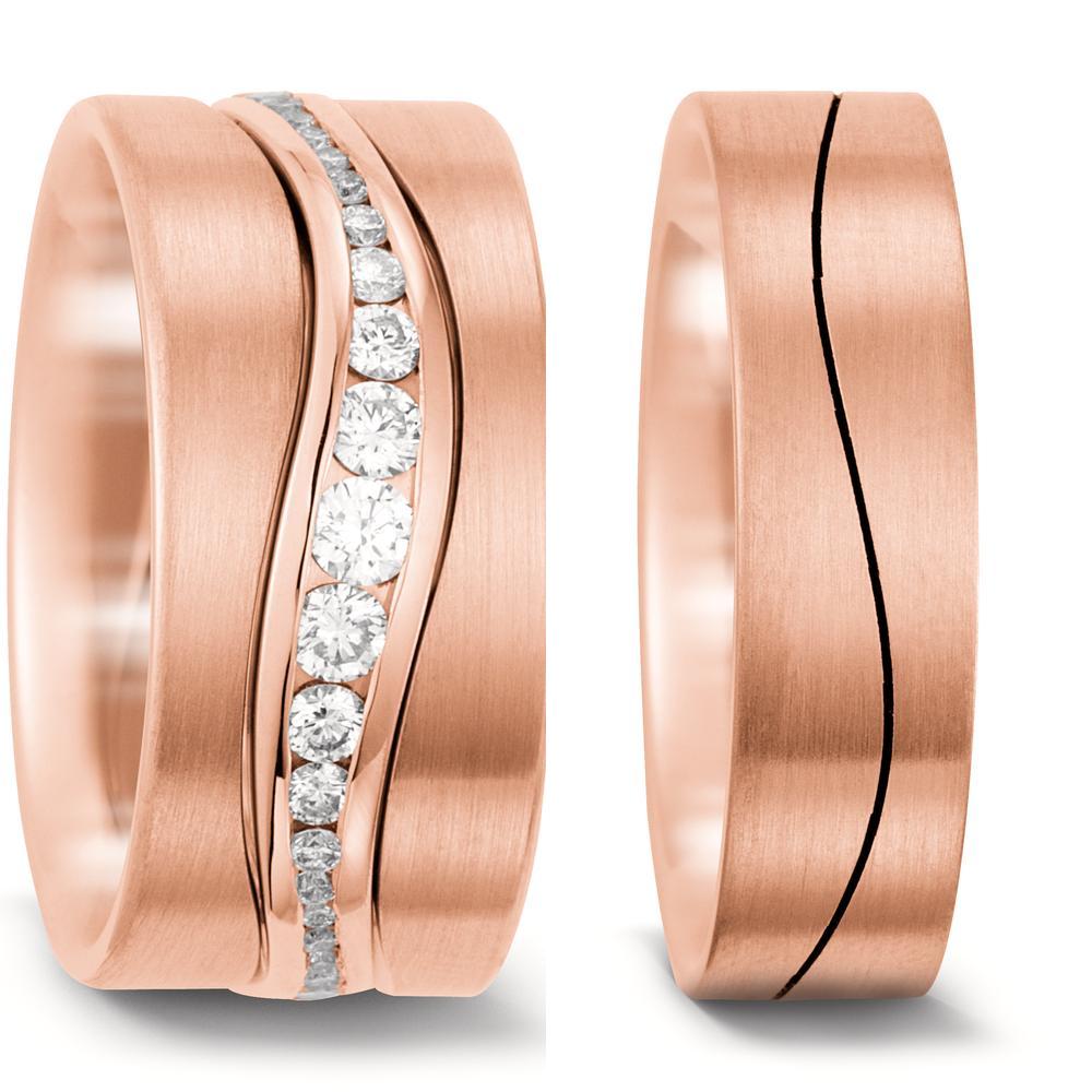 Partnerring 750/18 K Rosegold Diamant 0.75 ct, 39 Steine, tw-vsi