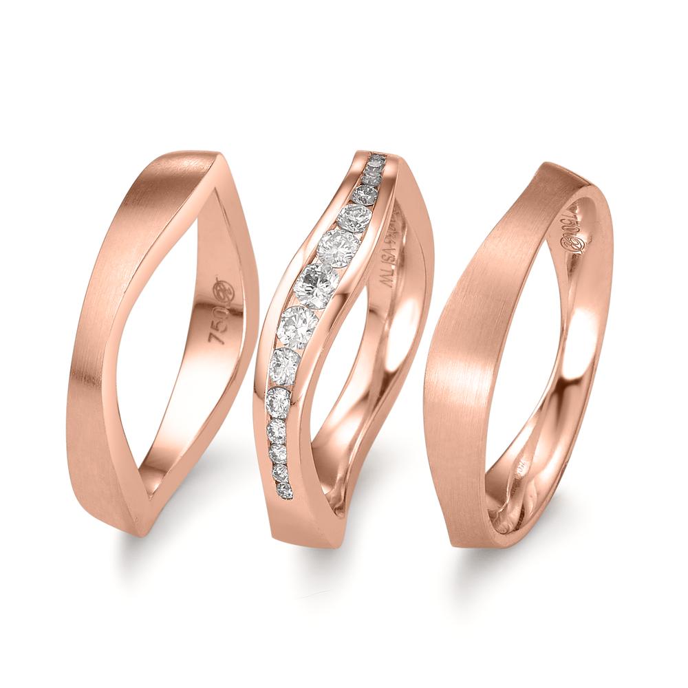 Partnerring 750/18 K Rosegold Diamant 0.75 ct, 39 Steine, tw-vsi