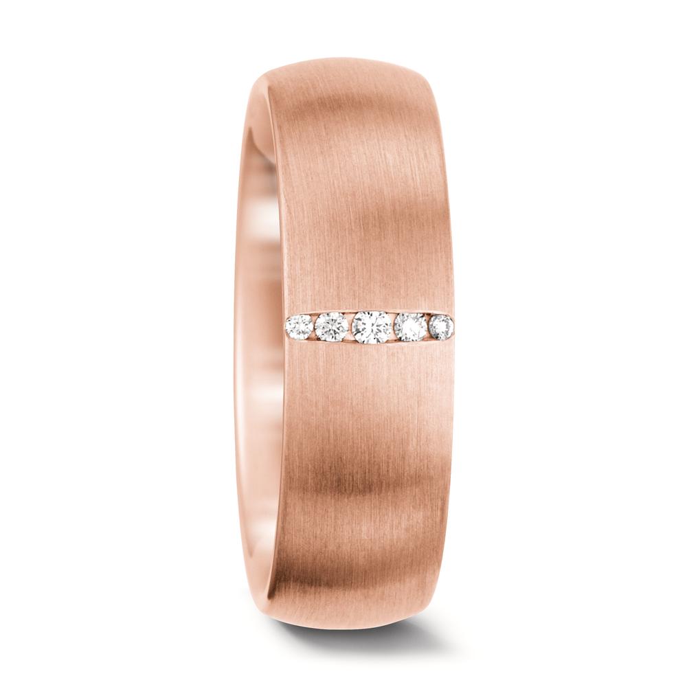 Partnerring 750/18 K Rosegold Diamant weiss, 0.045 ct, 5 Steine, tw-vsi