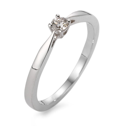 Bague solitaire Or blanc 18K Diamant blanc, 0.10 ct, w-si