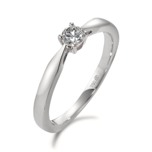 Bague solitaire Or blanc 18K Diamant blanc, 0.15 ct, w-si