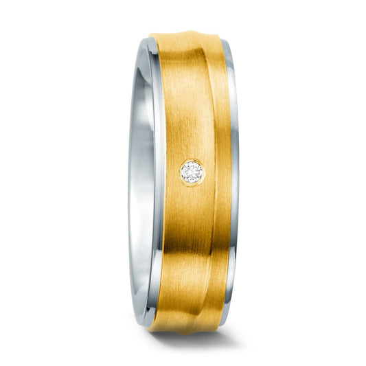 Bague Acier inoxydable, Or jaune 18K Diamant 0.02 ct, tw-si