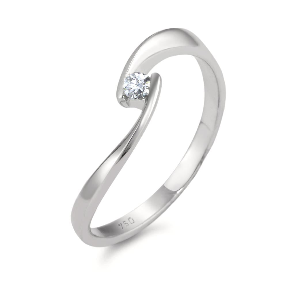 Anello solitario Oro bianco 750/18 carati Diamante bianco, 0.06 ct, [Brillant], w-si