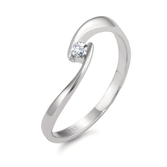 Bague solitaire Or blanc 18K Diamant blanc, 0.06 ct, brillant, w-si