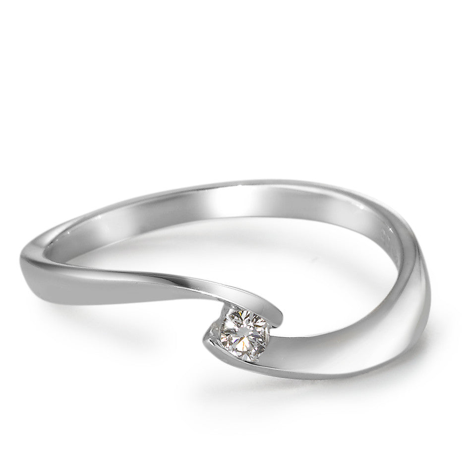 Bague solitaire Or blanc 18K Diamant blanc, 0.06 ct, brillant, w-si