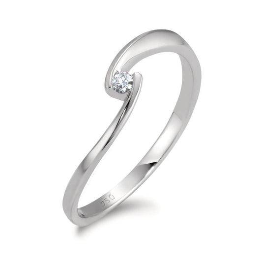 Bague solitaire Or blanc 18K Diamant blanc, 0.04 ct, brillant, w-si