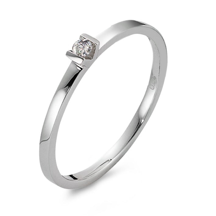 Bague solitaire Or blanc 18K Diamant blanc, 0.04 ct, brillant, w-si