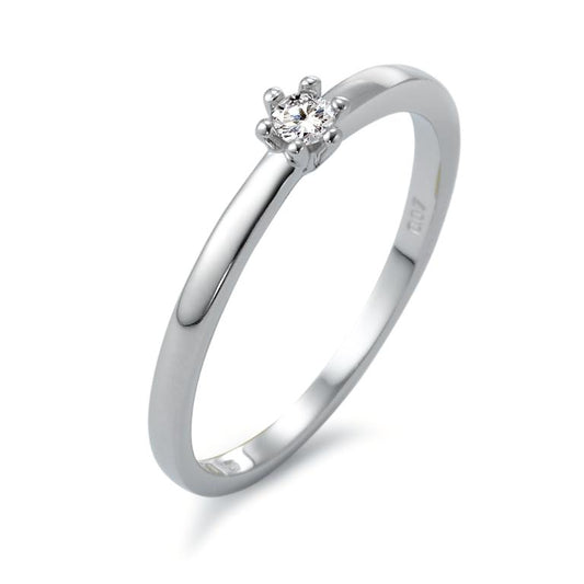 Bague solitaire Or blanc 18K Diamant blanc, 0.07 ct, brillant, w-si